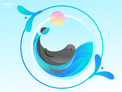 Circular Seal circular gradient illustration phoky phoque sea seal water