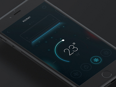 Air–conditioning setting air condition app daily ui dark illustration line mode simple system ui ux