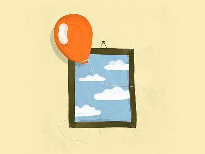 Balloon Sky drawing illustration painted simple texture