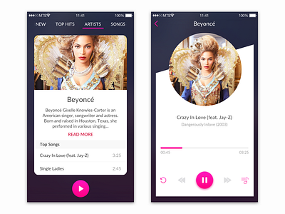 Daily Ui #009 - Music Player ios music play songs ui