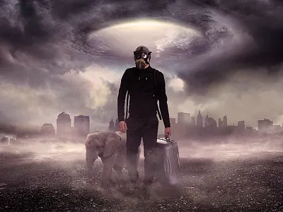 Outcasts apocalypse fallout illustration matte painting outcasts photo manipulation wasteland