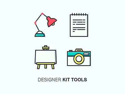 Designer Iconset camera canvas design designer lamp light notebook outline