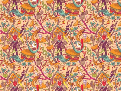 Hanburger Pattern character design hamburger illustration illustrator monster pattern pizza san francisco