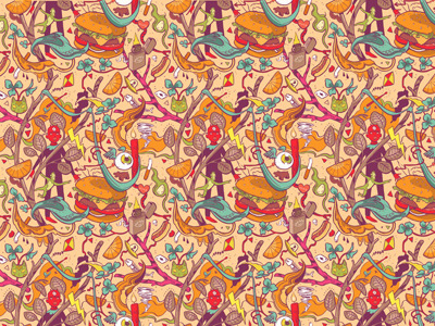 Hanburger Pattern character design hamburger illustration illustrator monster pattern pizza san francisco