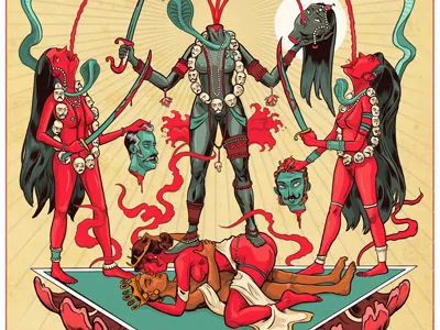 Chinnamasta blood chinnamasta design drawing illustration india ink san francisco