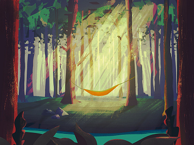 hammock camping colorful drawing forest hammock illustration lush nature outdoors painting photoshop trees