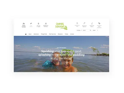Camping Landing hero hero image lime green simple slider ui web design webdesign white