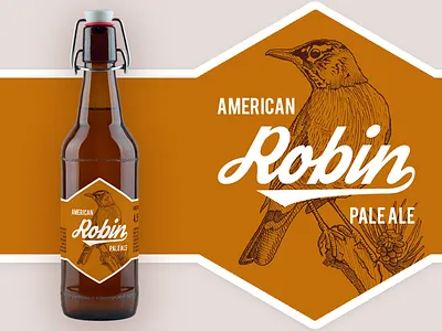 Robin Beer alcohol beer bird bottle drawing label robin