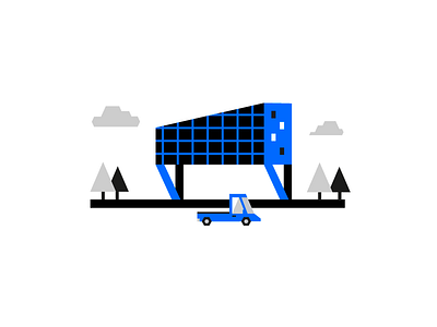City / Tech House blue car design digital geometric illustration tech