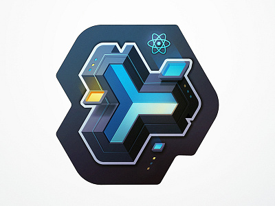 Recomposing React app atom badge class coding course development education glow programming react space