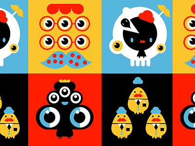 Eyes Hats and Critters characters design eyes illustration monsieur moustache pattern