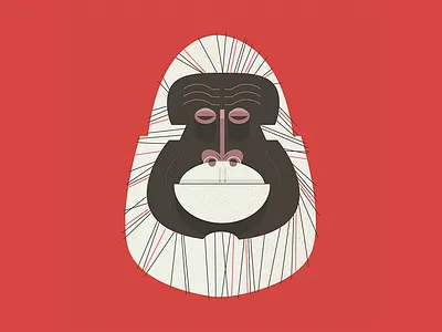 Albino albino gorilla midcentury portrait retro style