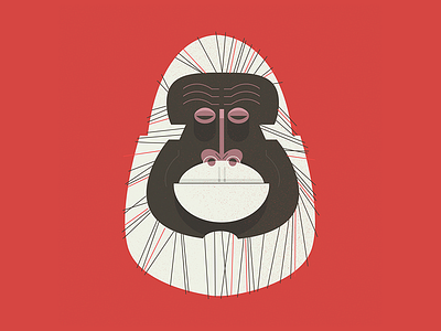 Albino albino gorilla midcentury portrait retro style