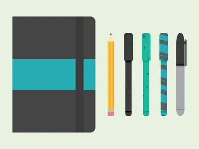 Journal Tools illustration journal pens vector