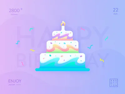 Fantastic Cake birthday brenttton cake color delicious enjoy gradient graphic happy illustration wave