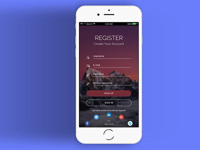 Register Page Ui design ios iphone profile sketch ui uikit ux