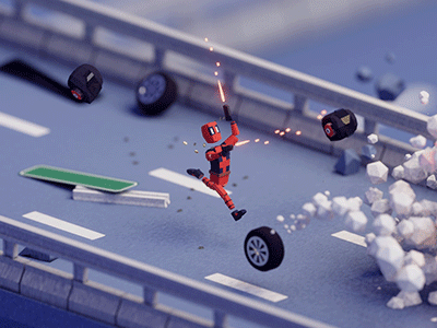 Deadpool scene turntable b3d blender days of poly deadpool isometric low poly marvel render turntable