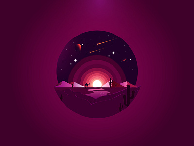 Space Landscape color design galaxy illustration landscape light night planet space star sun vector