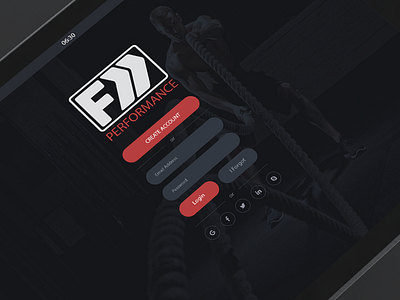 Focus Performance iPad Login android apple exercise fitness ipad iphone login mobile ui ux
