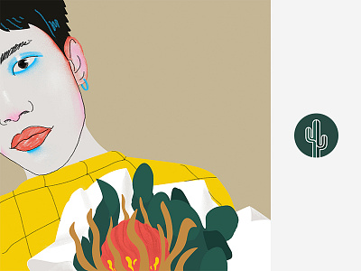 Boy cactus cool boy illustration portrait