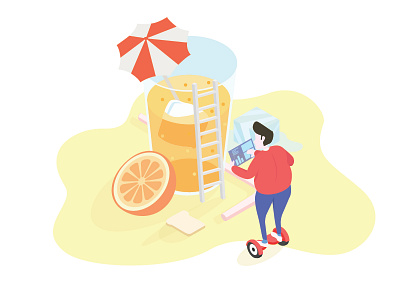 Juice Settings beach character illustration isometric isometric illustration juice summer