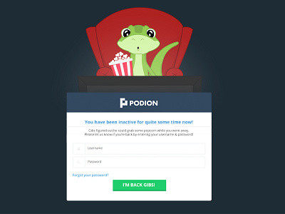 Inactive screen with Gecko Mascot gecko illustration inactive login screen mascot ui ux