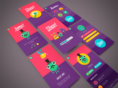 Monster app UI colors cute happy illustration mobile monsters ui ux