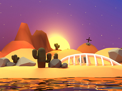 Desert #3 3d blender desert design illustraton lowpoly model modeling photoshop