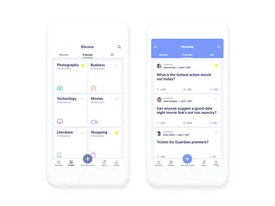 Discussion App Concept chat clean design discuss flat ios mobile simple sketch ui ux