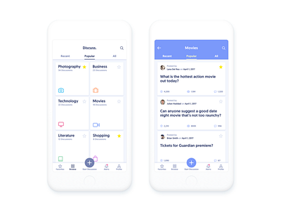 Discussion App Concept chat clean design discuss flat ios mobile simple sketch ui ux