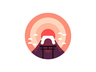 Japan blossom cherry design fuji grid illustration japan line minimalism mount volcano