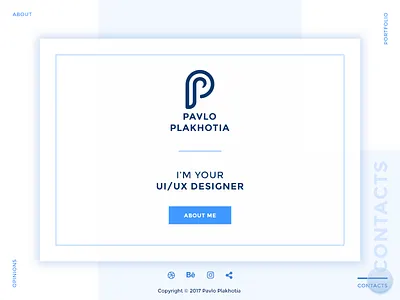 Personal Website Design Relaunch blue clean design landing page may1reboot pavlo plakhotia personal site portfolio simple ui ux website design