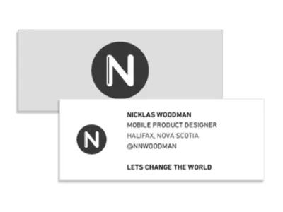 Business Card (Small) – Nick Woodman black branding business card grey minimal minimalistic neutral simple white
