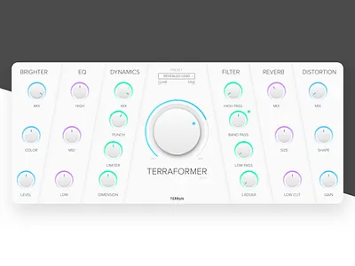 Audio Processing Plugin analog app audio clean dial knob light minimal music plugin sound synthesizer