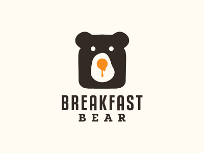 Bb bear breakfast egg food icon logo toast