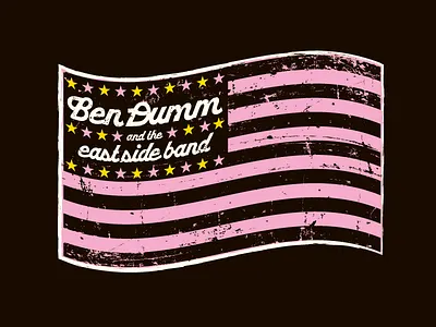 Ben Dumm and the East Side Band band flag grunge logo pink rock n roll stars stripes worn