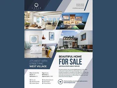 Real Estate Flyer blue flyer modern postcard real estate