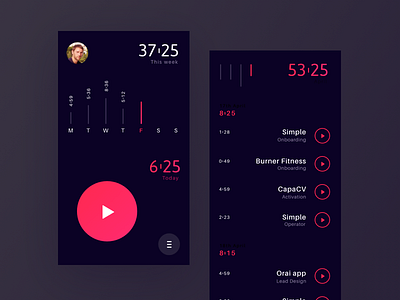 Tracking tool - ios app - night mode app dark exploration ios night mode stats time timing track tracker ui