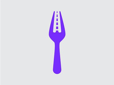 Fork in the Road branding food fork illustration logo negative purple road space street