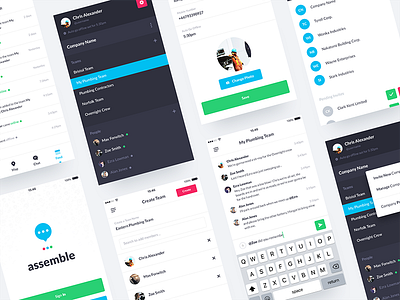 Assemble app clean discover flat ios iphone location menu mobile team ui ux