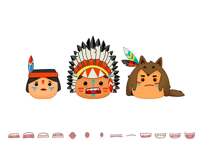 Characters for game animation character chief color indian line lipsync shaman vector