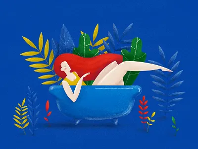 Girl's Bathroom bathroom flat girl hand drawn herb illustration minimalism nature texture