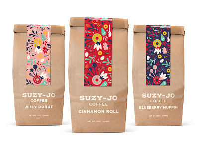 Coffee Packaging bakery brand branding coffee coffee packaging flowers illustration packaging packaging design patterns rebrand