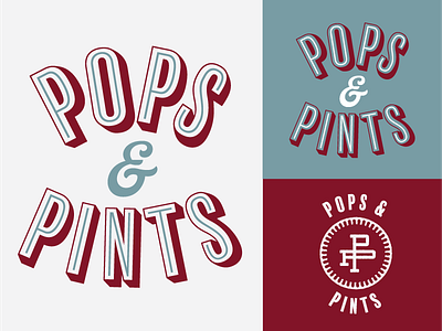 Pops & Pints beers blue brand dads edmonton identity logo mark maroon