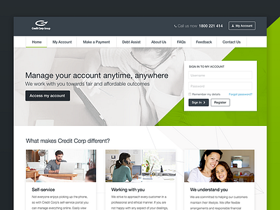 Homepage Design diagonal homepage login masthead panels website