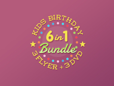 Kids Birthday Super Bundle badge banner birthday bundle circle colors kids party promo stars type