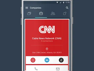 Cimply - company card about account bio business card company details menu page profile