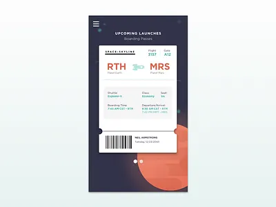 30 Minute Challenge (and DailyUI 024) - Spaceship 024 30 minute challenge 30minutechallenge boarding pass daily ui dailyui mars spaceship ui ux