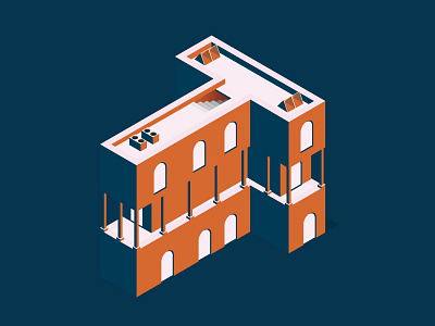 letter T 36daysoftype blue desigin dribble home illustrate illustration isometric letter prespective vector