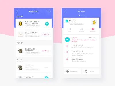 Online shopping-2 color courier order ui ux